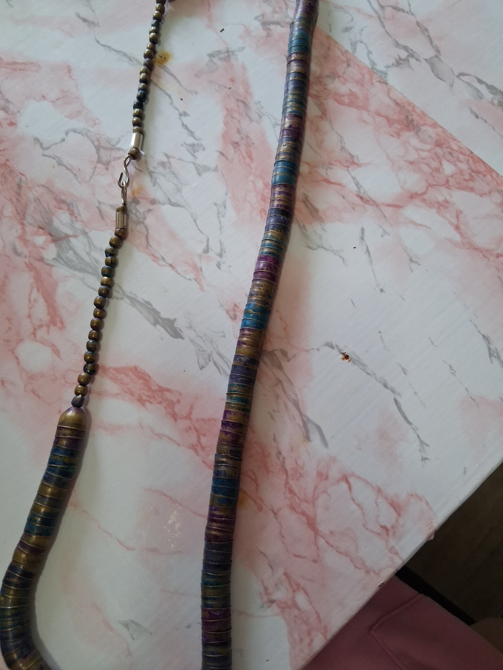 Source Unknown Multicolor Beaded Necklace with Blue, Purple, and Gold Accents